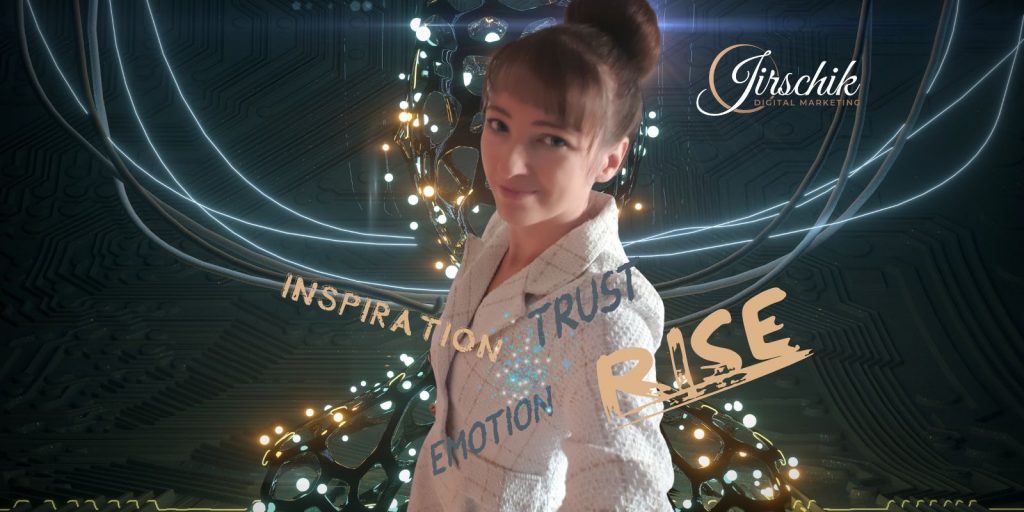 Jessica Jirschik steht vor einem KI Bild mit der Frage, wie vertrauenswürdig KI Checker sind