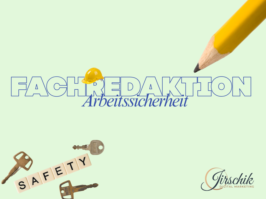 hellgrüner HIntergrund und gelber Bleistift schreibt die Worte "Fachredaktion Arbeitssicherheit" als Beispiel für Gesundheitsjournalismus